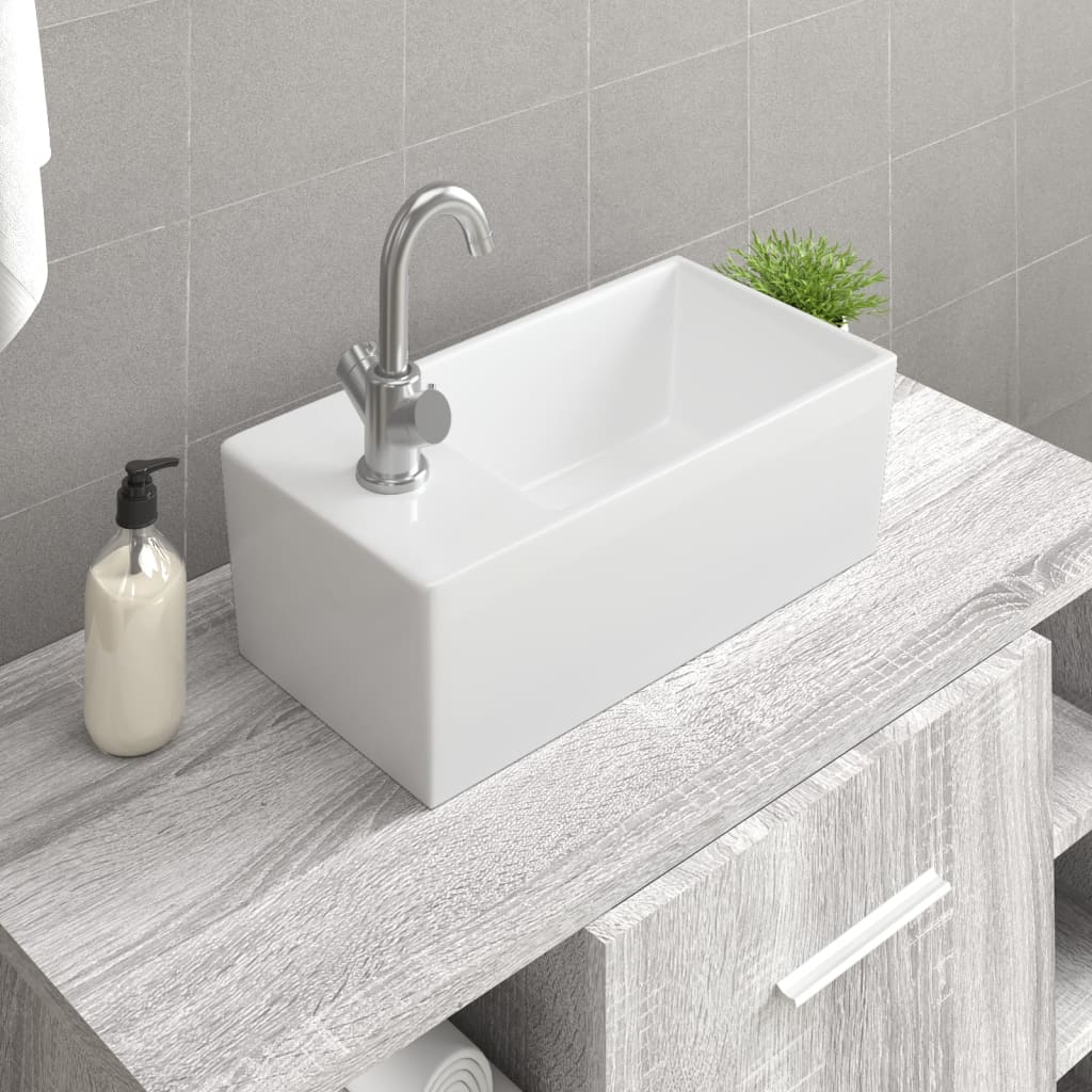 vidaXL Umývadlo biele 48x25x15 cm keramické
