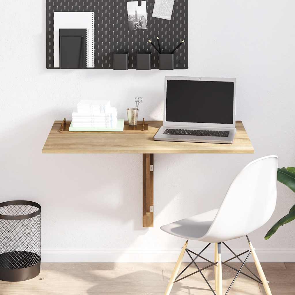 vidaXL Skladací stolík na stenu, dubová farba 100x60 cm