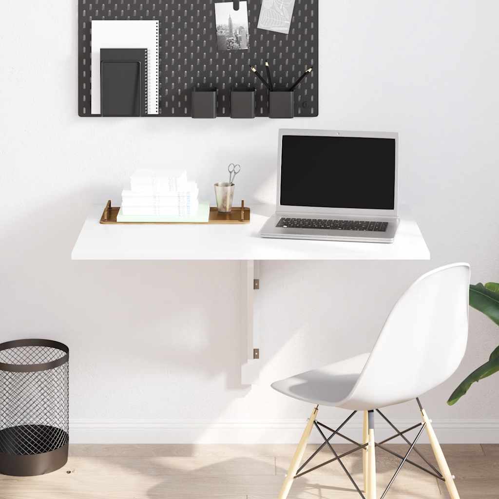 vidaXL Skladací stolík na stenu, biely 100x60 cm