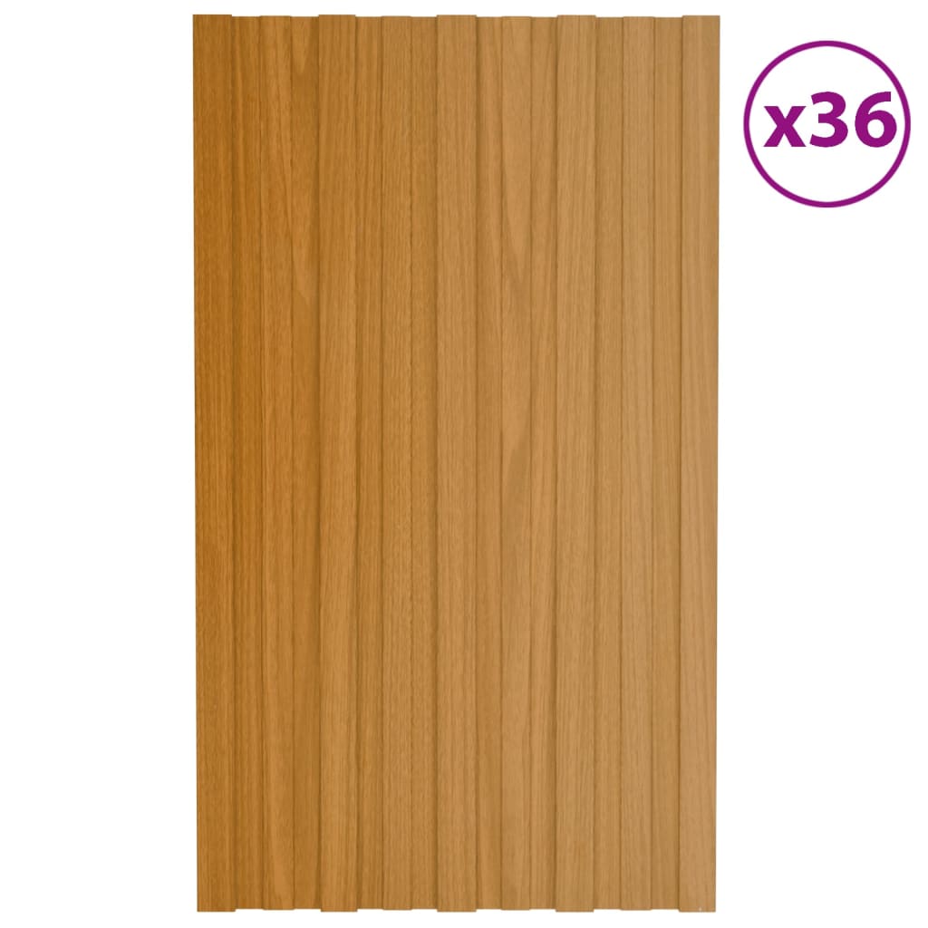 vidaXL Strešné panely 36 ks, pozinkovaná oceľ, prírodné 80x45 cm