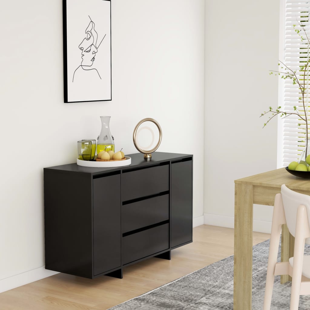 vidaXL Komoda, 3 zásuvky, čierna 120x41x75 cm, kompozitné drevo