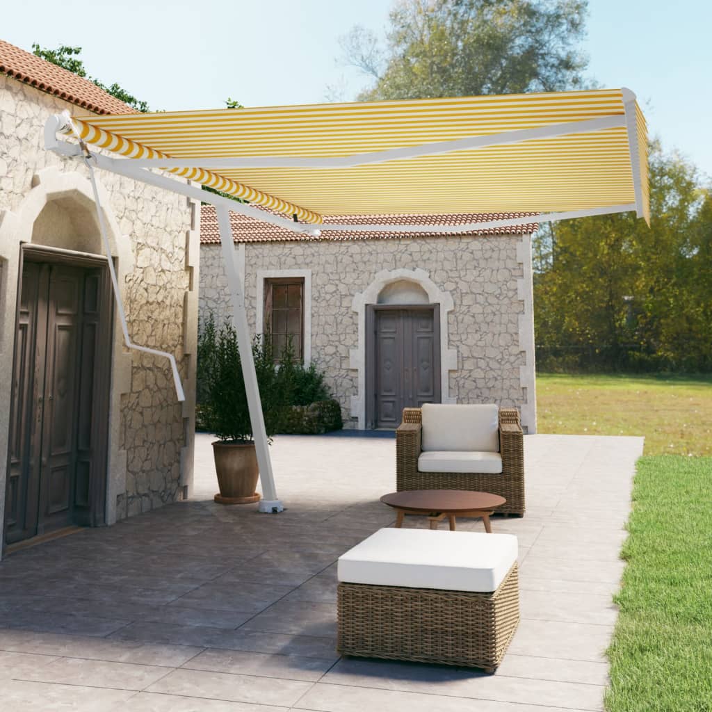 vidaXL Samostatne stojaca automatická markíza 500x350 cm žlto-biela
