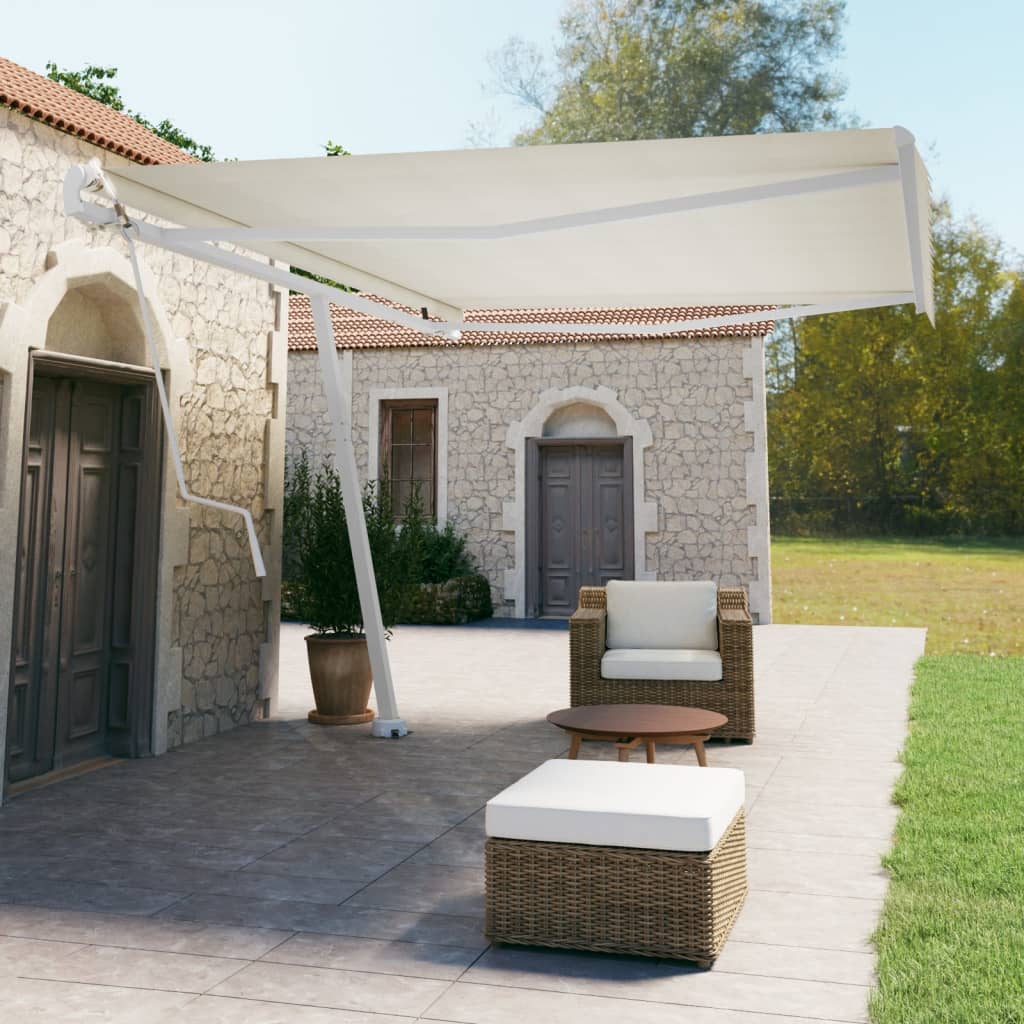 vidaXL Samostatne stojaca automatická markíza 500x350 cm krémová