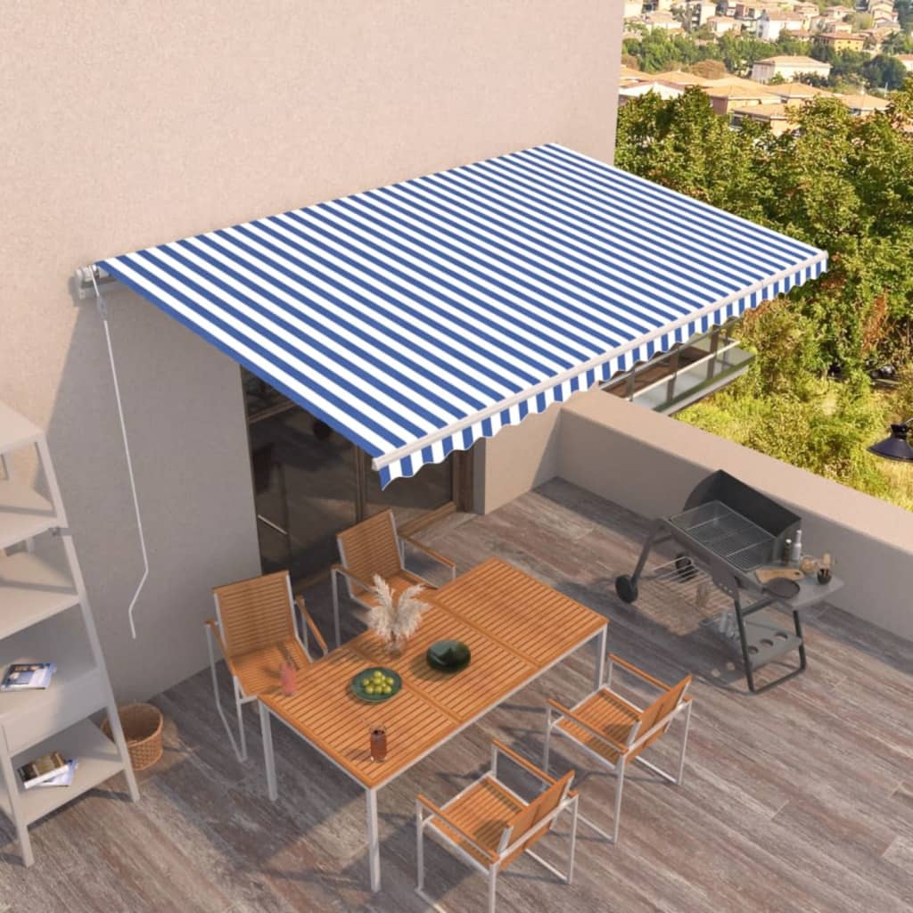 vidaXL Automaticky zaťahovacia markíza 500x350 cm modro-biela