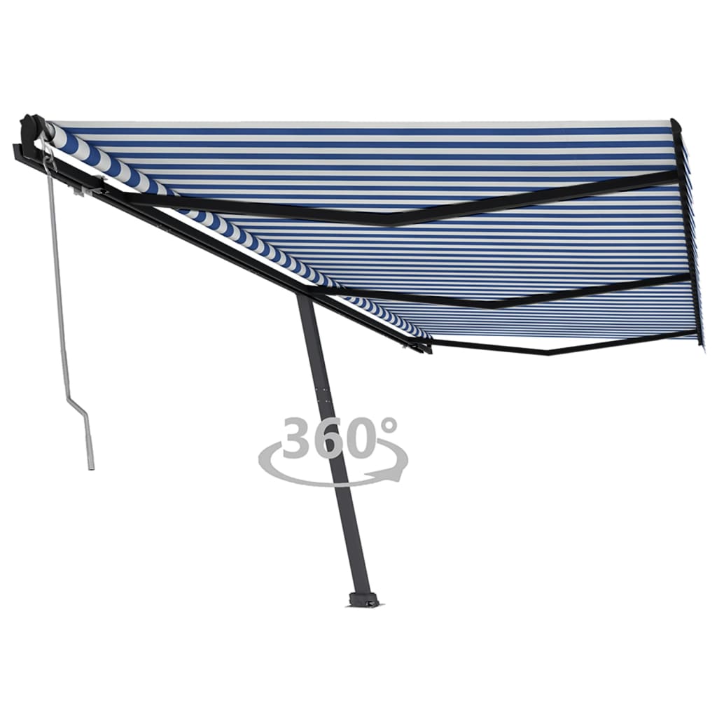 vidaXL Samostatne stojaca automatická markíza 600x350 cm modro-biela