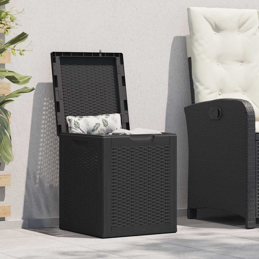 vidaXL Záhradný úložný box 90 l, čierny, PP ratan