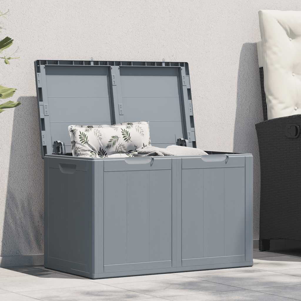 vidaXL Záhradný úložný box 180 l, sivý, PP vzhľad dreva