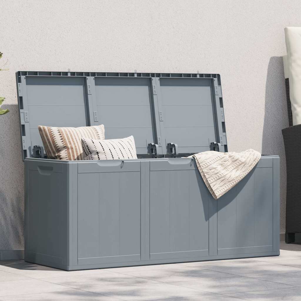 vidaXL Záhradný úložný box 270 l, sivý, PP vzhľad dreva