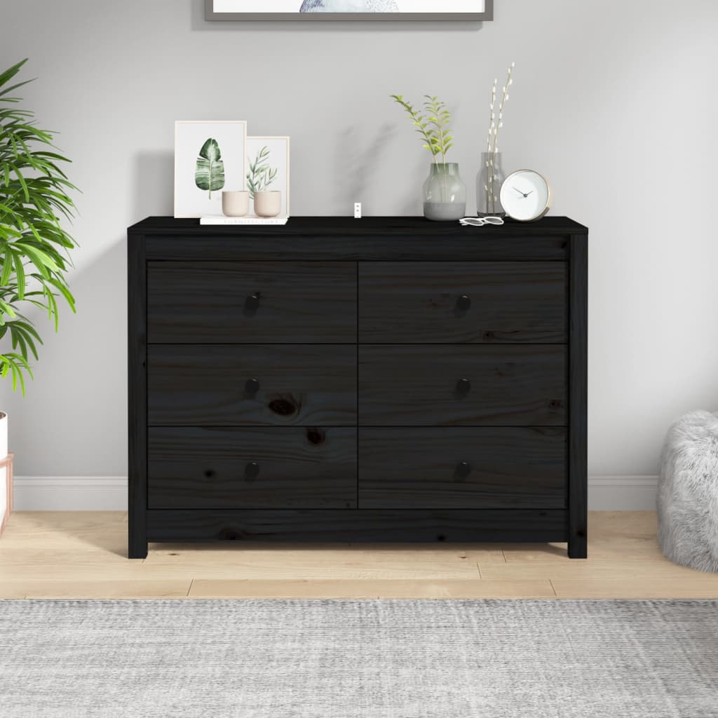 VidaXL Bočná skrinka čierna 100x40x72 cm masívna borovica
