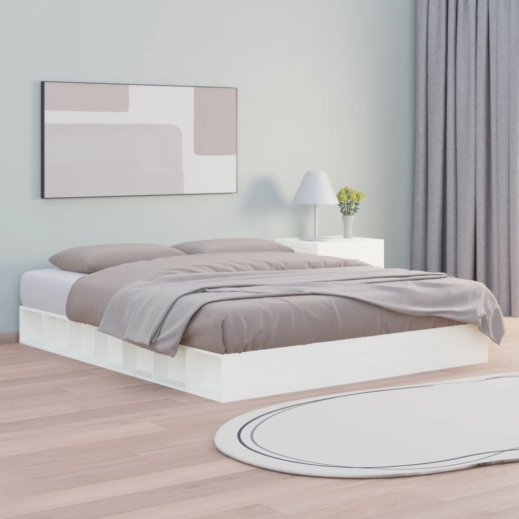 vidaXL Posteľný rám biely 200x200 cm masívne drevo