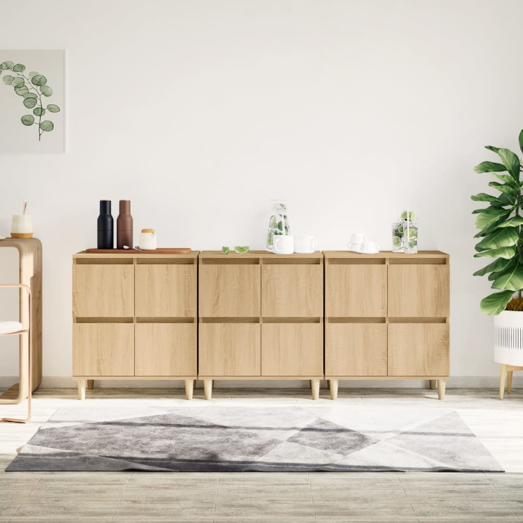 vidaXL Komody 3 ks dub sonoma 60x35x70 cm kompozitné drevo