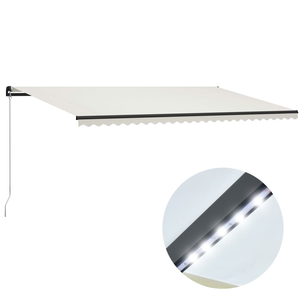 vidaXL Ručne zaťahovacia markíza s LED 600x300 cm krémová
