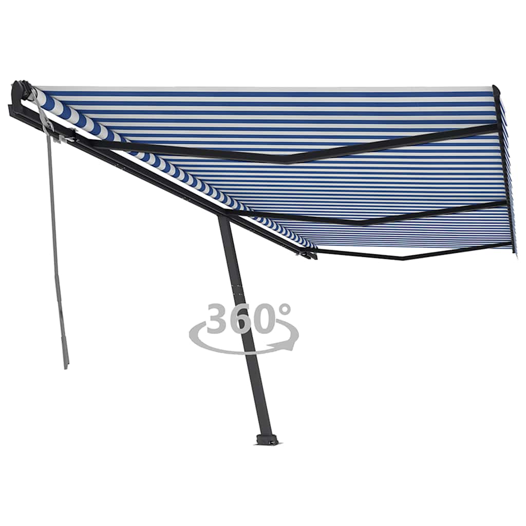 vidaXL Voľne stojaca ručne zaťahovacia markíza 600x350 cm, modro biela