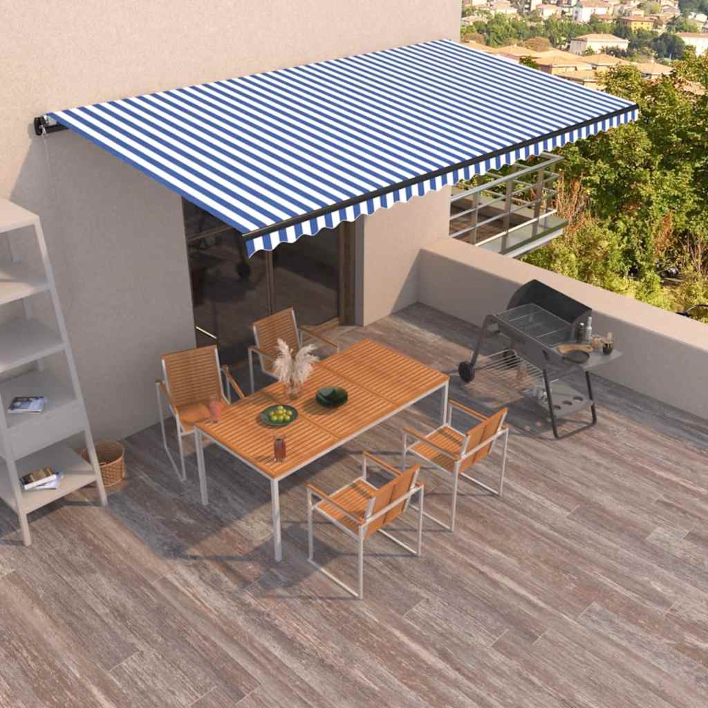 vidaXL Ručne zaťahovacia markíza 600x350 cm modrá a biela