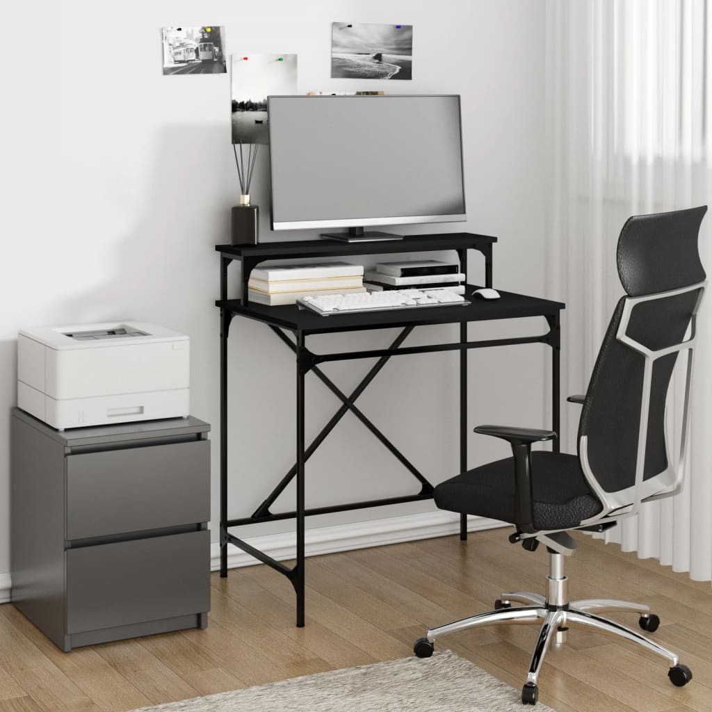 vidaXL Stôl čierny 80x50x90 cm kompozitné drevo a železo