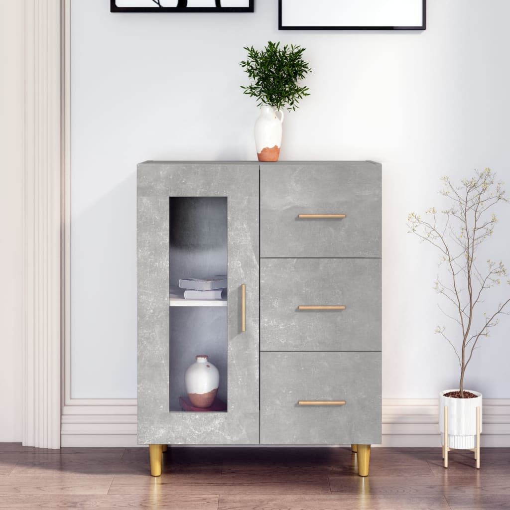 vidaXL Komoda betónovo sivá 69,5x34x90 cm kompozitné drevo