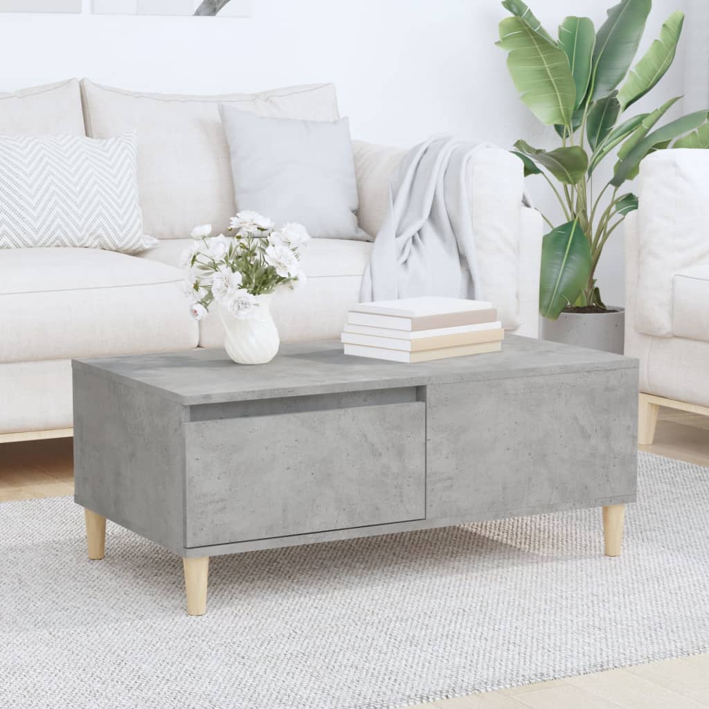 vidaXL Konferenčný stolík betónový sivý 90x50x36,5 cm spracované drevo