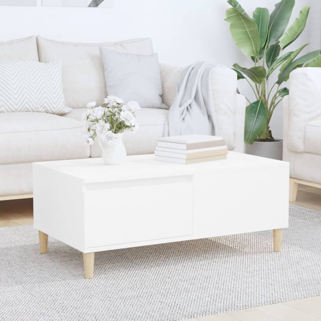 vidaXL Konferenčný stolík biely 90x50x36,5 cm spracované drevo