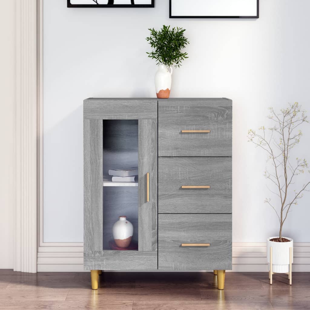 vidaXL Komoda sivý dub sonoma 69,5x34x90 cm kompozitné drevo