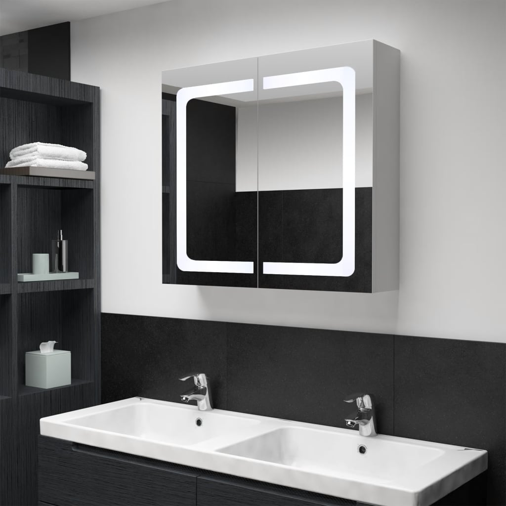 vidaXL LED kúpeľňová zrkadlová skrinka 80x12,2x68 cm