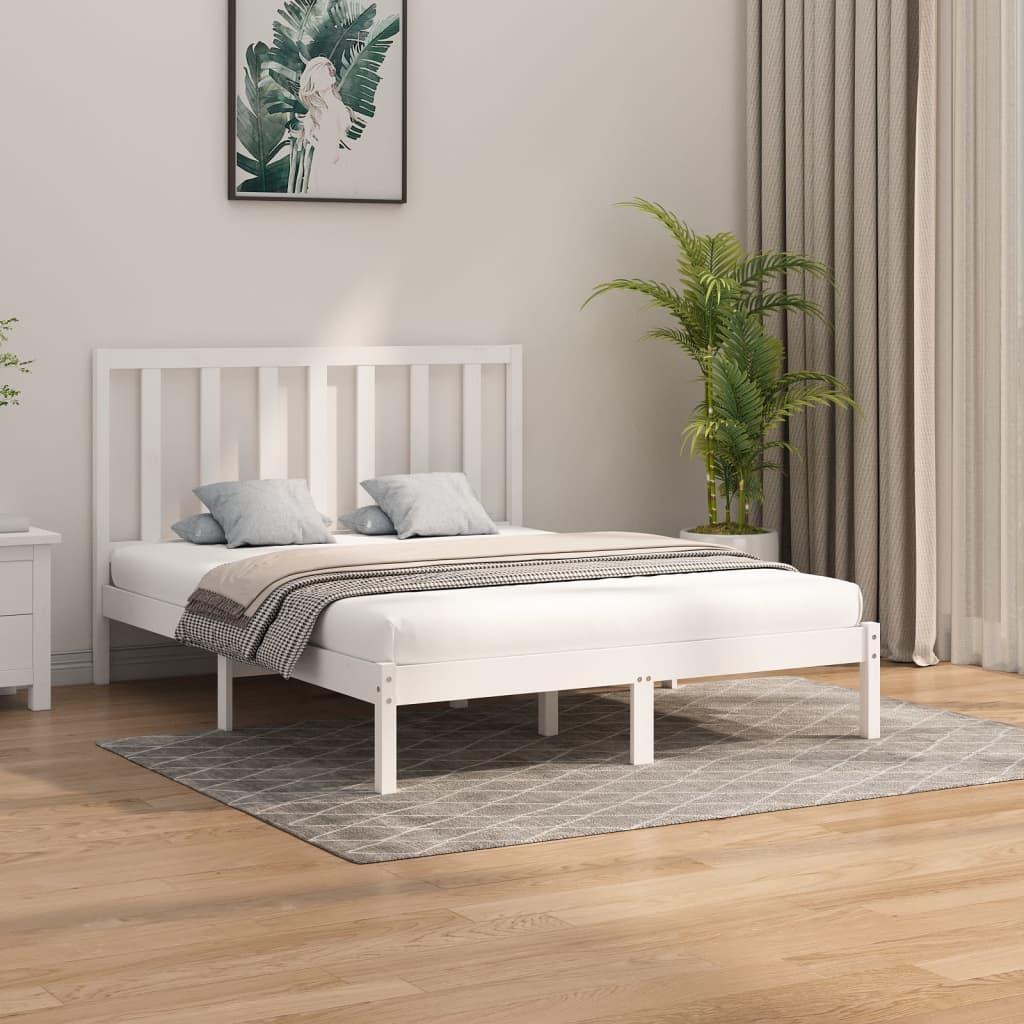 vidaXL Posteľný rám biely masívne drevo 160x200 cm