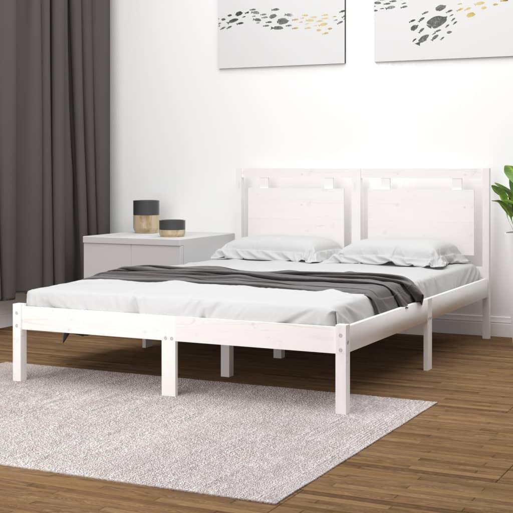 vidaXL Posteľný rám biely masívne drevo 160x200 cm