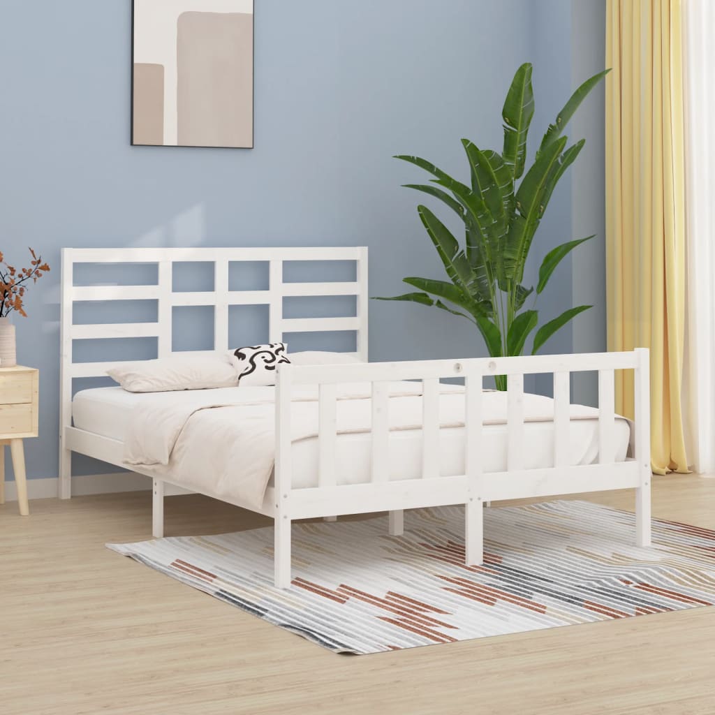vidaXL Posteľ s matracom biela 120x200 cm borovicový masív