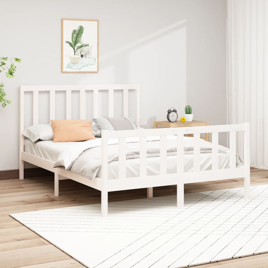 vidaXL Posteľ s matracom biela 120x200 cm borovicový masív