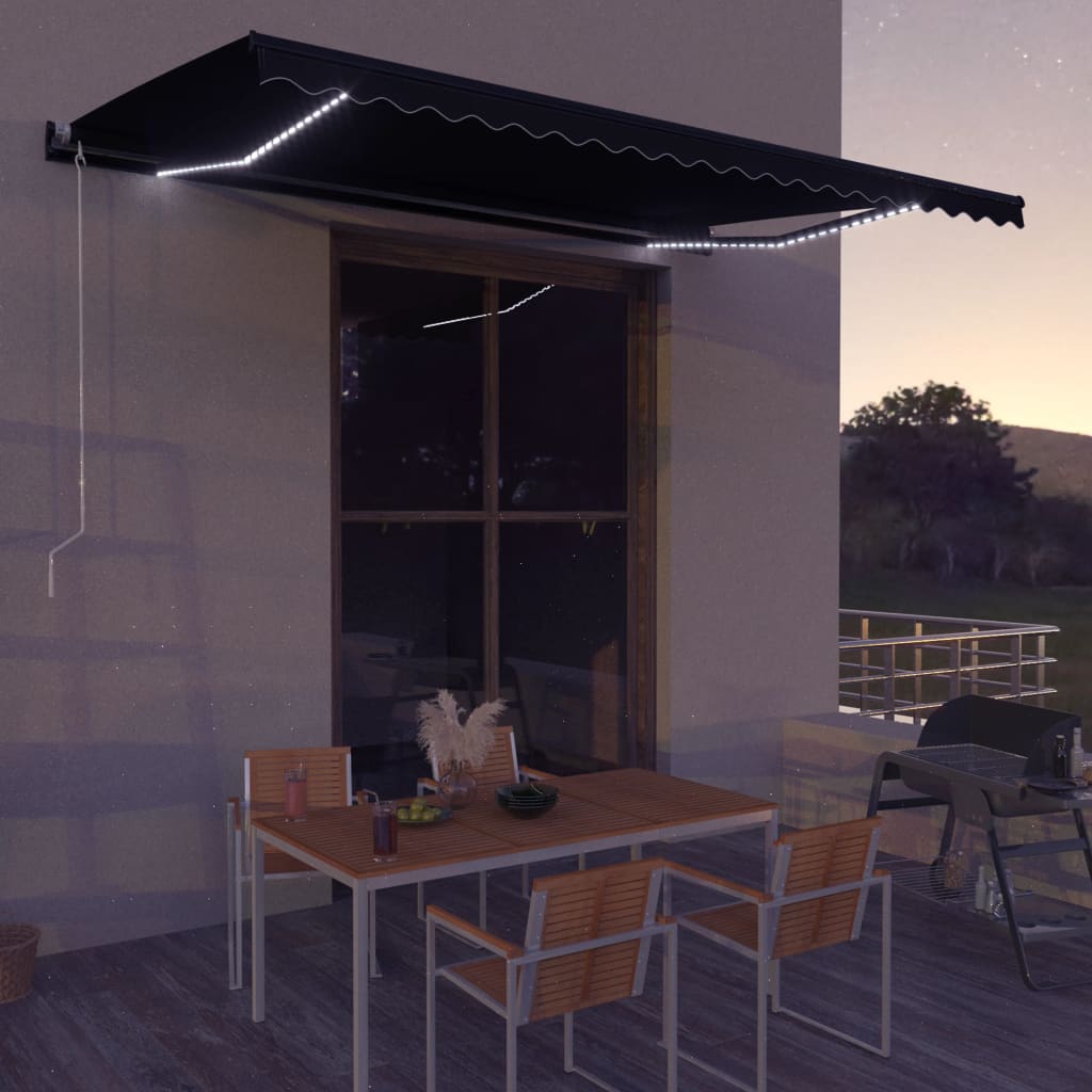 vidaXL Ručne zaťahovacia markíza s LED antracitová 600x300 cm