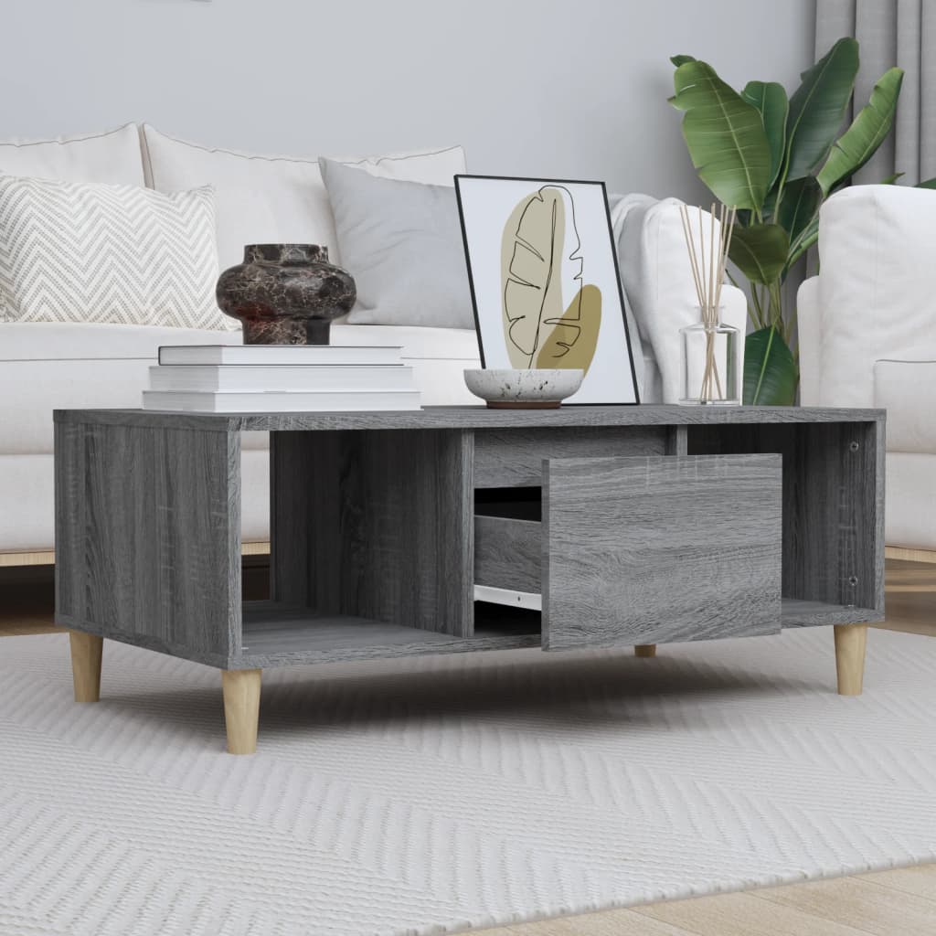 vidaXL Konferenčný stolík sivý dub sonoma 90x50x36,5 spracované drevo
