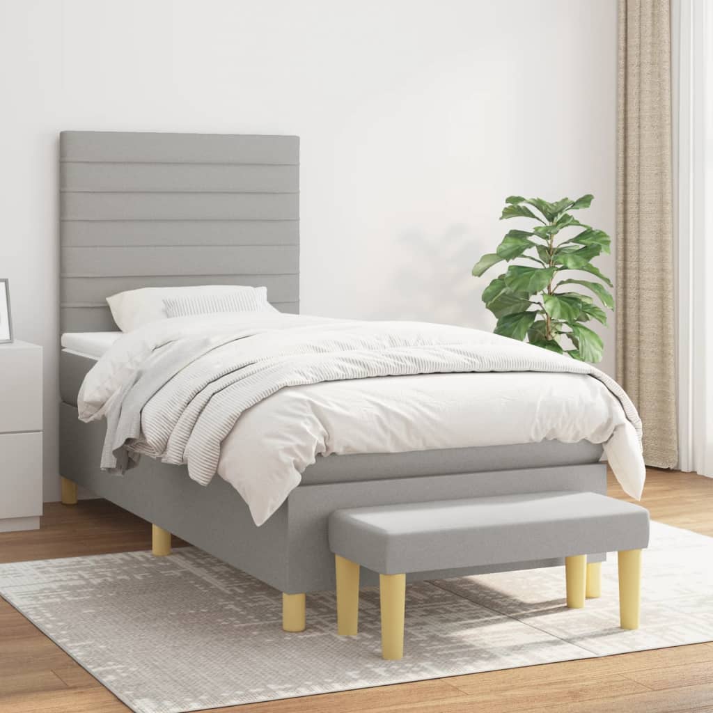 vidaXL Posteľný rám boxsping s matracom bledosivý 80x200 cm látka
