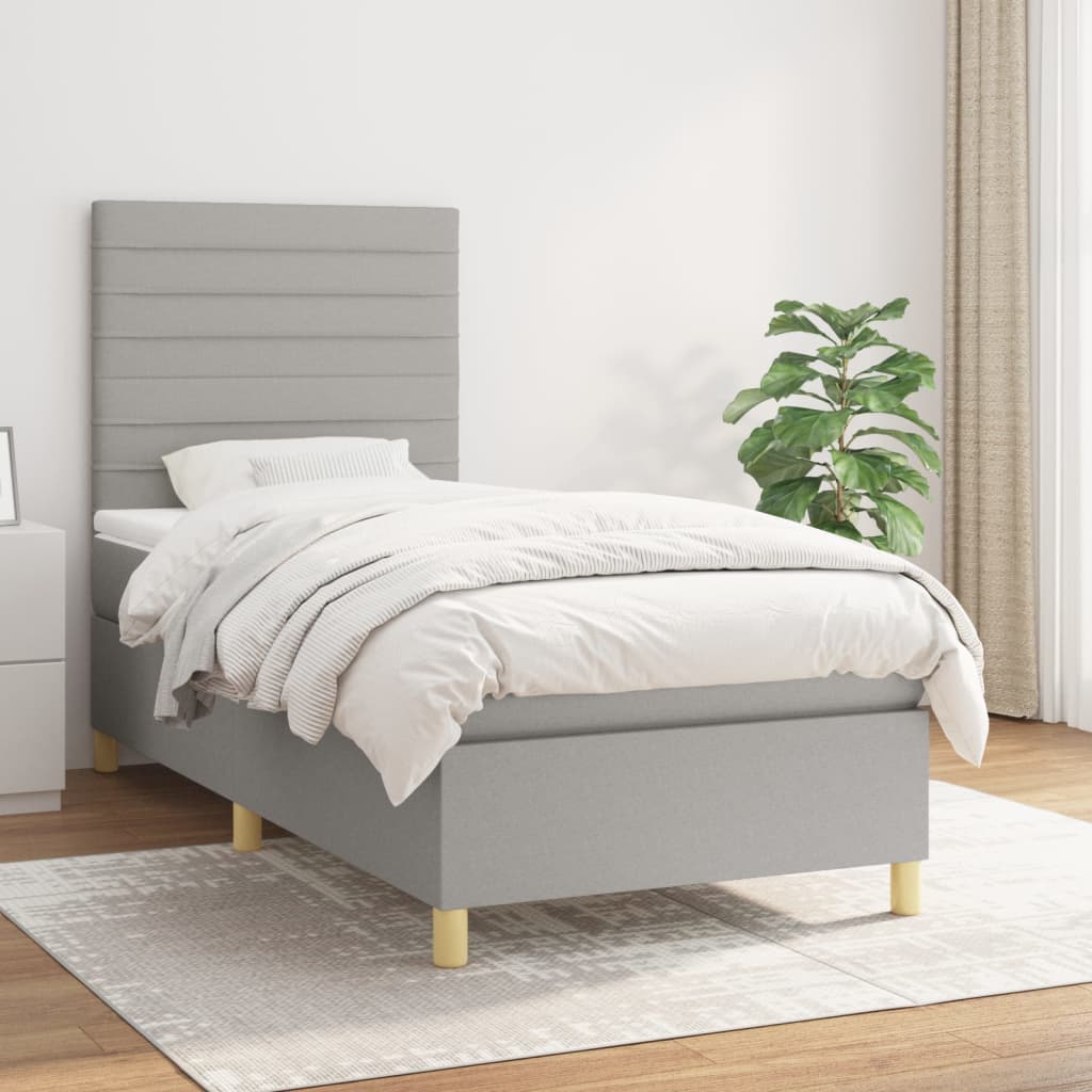 vidaXL Posteľný rám boxsping s matracom bledosivý 80x200 cm látka