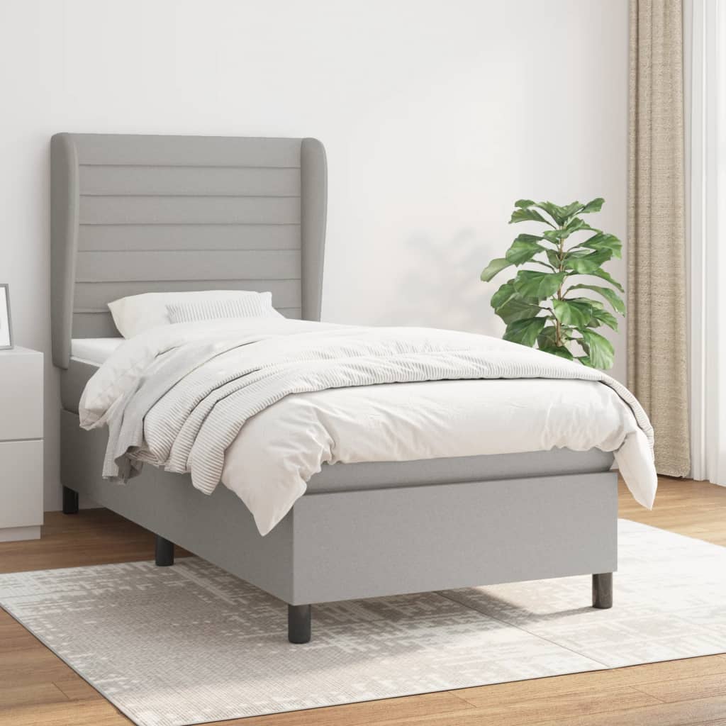 vidaXL Posteľný rám boxsping s matracom bledosivý 80x200 cm látka