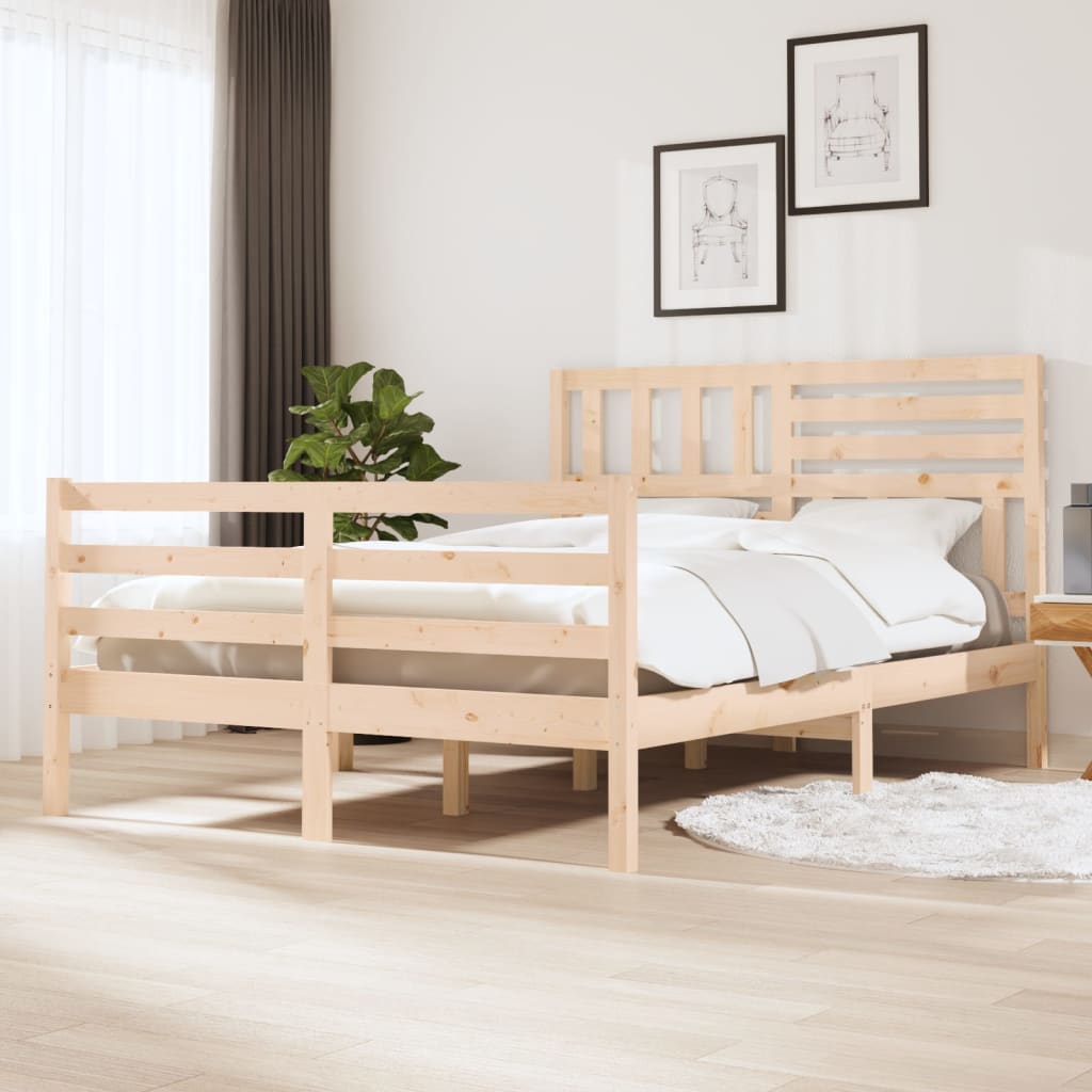 vidaXL Posteľný rám 135x190 cm dvojlôžko masívne drevo