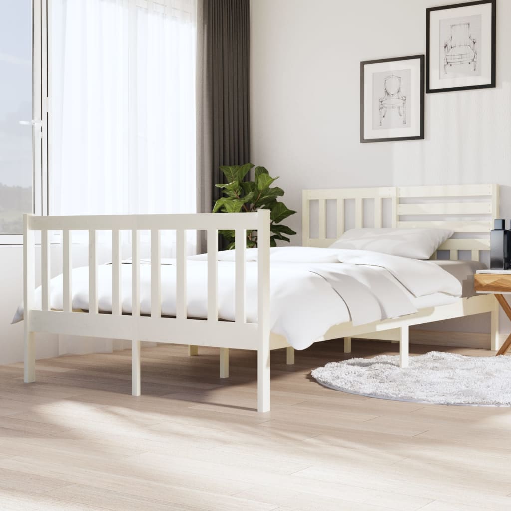 vidaXL Posteľný rám biely masívne drevo 120x200 cm