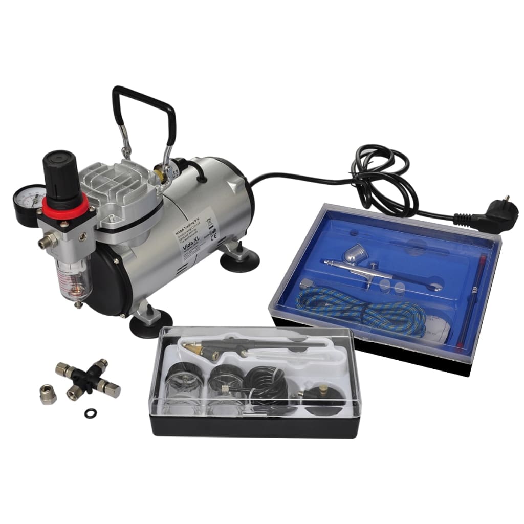 vidaXL Airbrush kompresor, súprava s 2 pištoľami