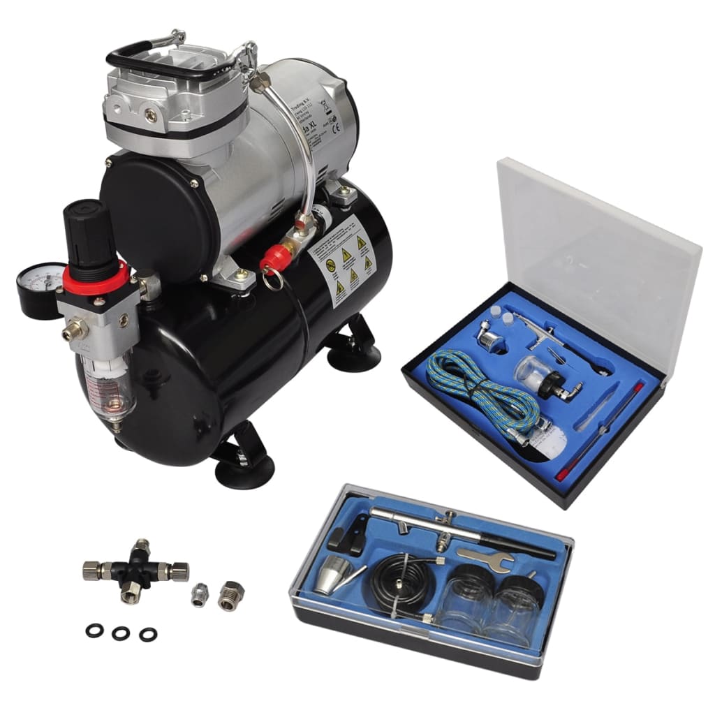 vidaXL Airbrush kompresor, súprava s 2 pištoľami