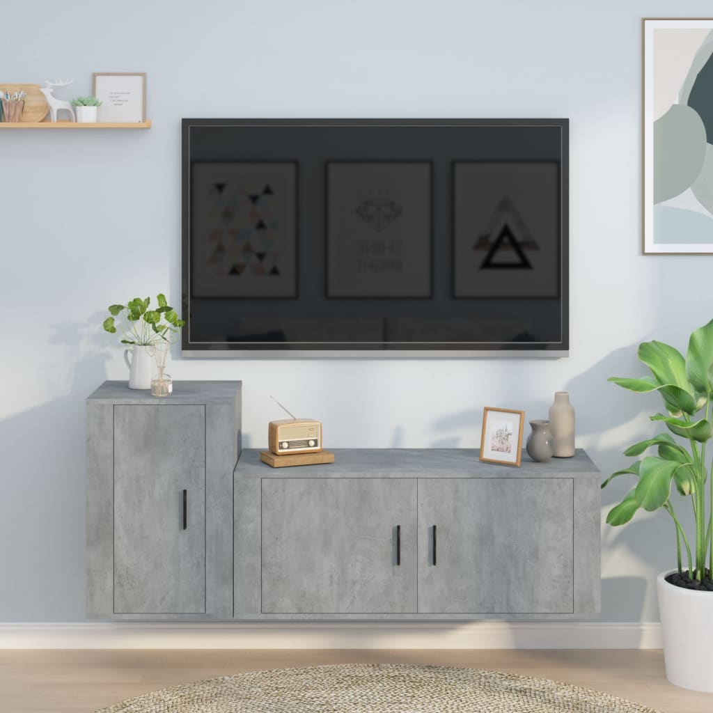 vidaXL 2-dielna súprava TV skriniek betónová sivá spracované drevo