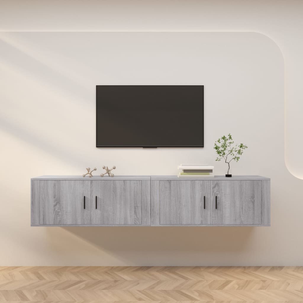 vidaXL Nástenné TV skrinky 2 ks sivé sonoma 100x34,5x40 cm