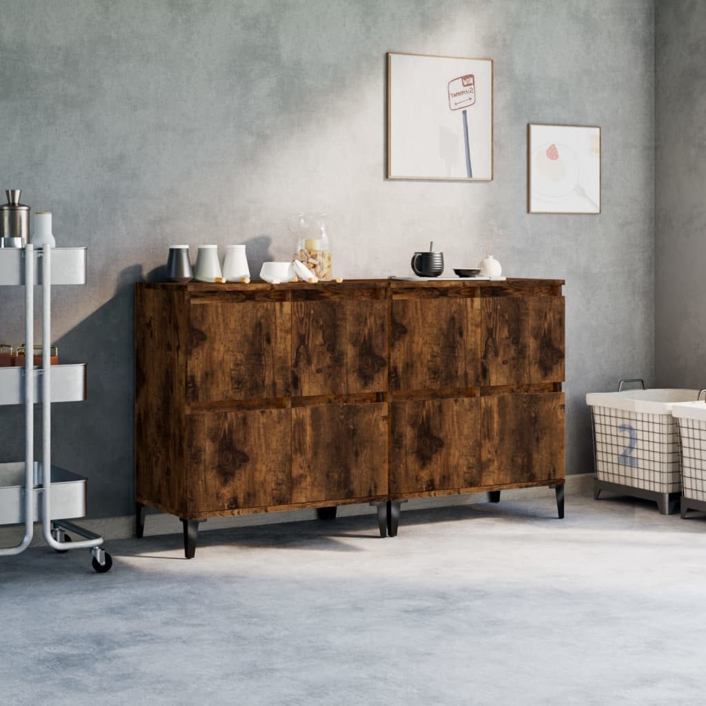 vidaXL Komody 2 ks dymový dub 60x35x70 cm kompozitné drevo