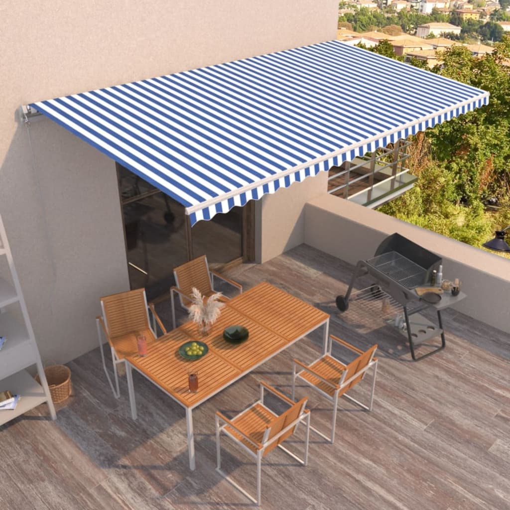 vidaXL Ručne zaťahovacia markíza 600x350 cm modrá a biela