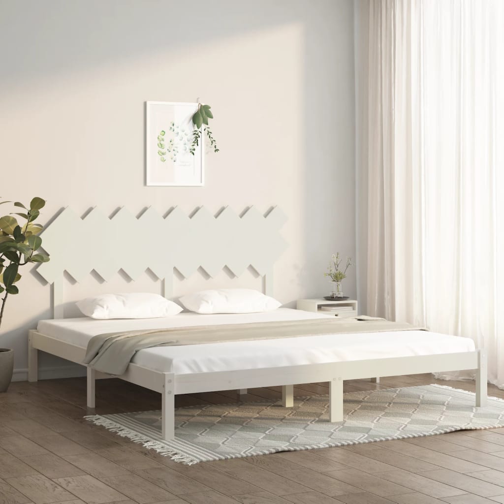vidaXL Posteľný rám biely 180x200 cm Super King masívne drevo