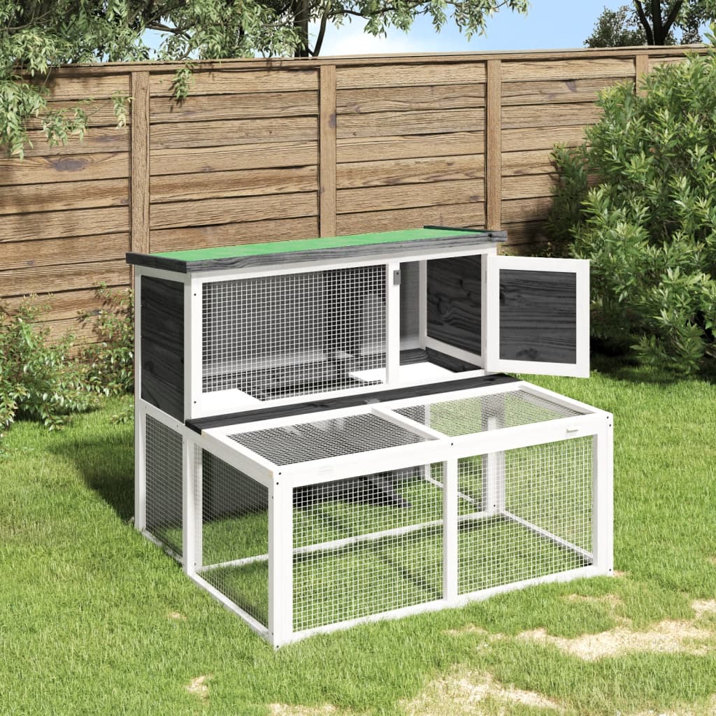 vidaXL Králikáreň sivá 102x90x84,5 cm masívna borovica