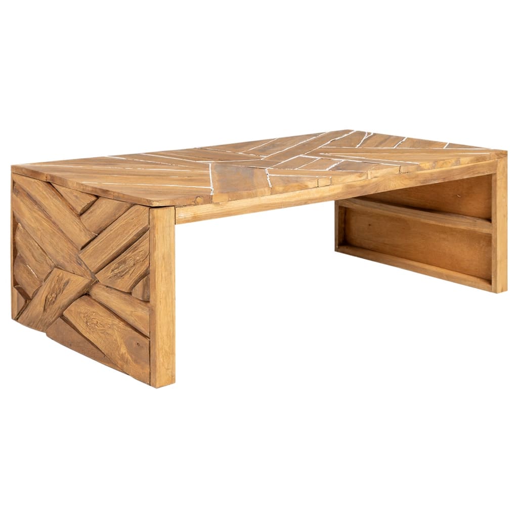vidaXL Konferenčný stolík, erózny tíkový masív 110x35x38 cm