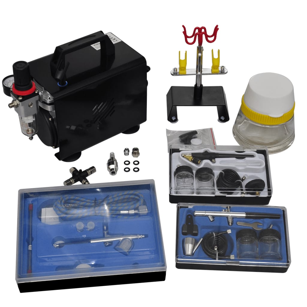 vidaXL Airbrush kompresor, súprava s 3 pištoľami