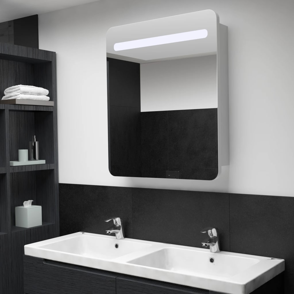 vidaXL LED kúpeľňová zrkadlová skrinka 68x9x80 cm