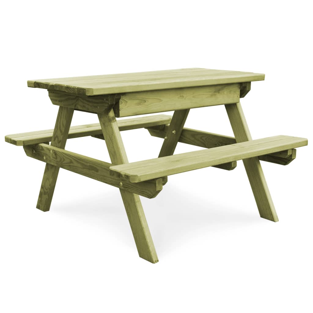 vidaXL Detský piknikový stôl+lavice 90x90x58cm, impregnovaná borovica
