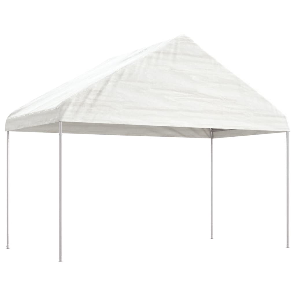 vidaXL Altánok so strechou, biely 4,08x2,23x3,22 m, polyetylén