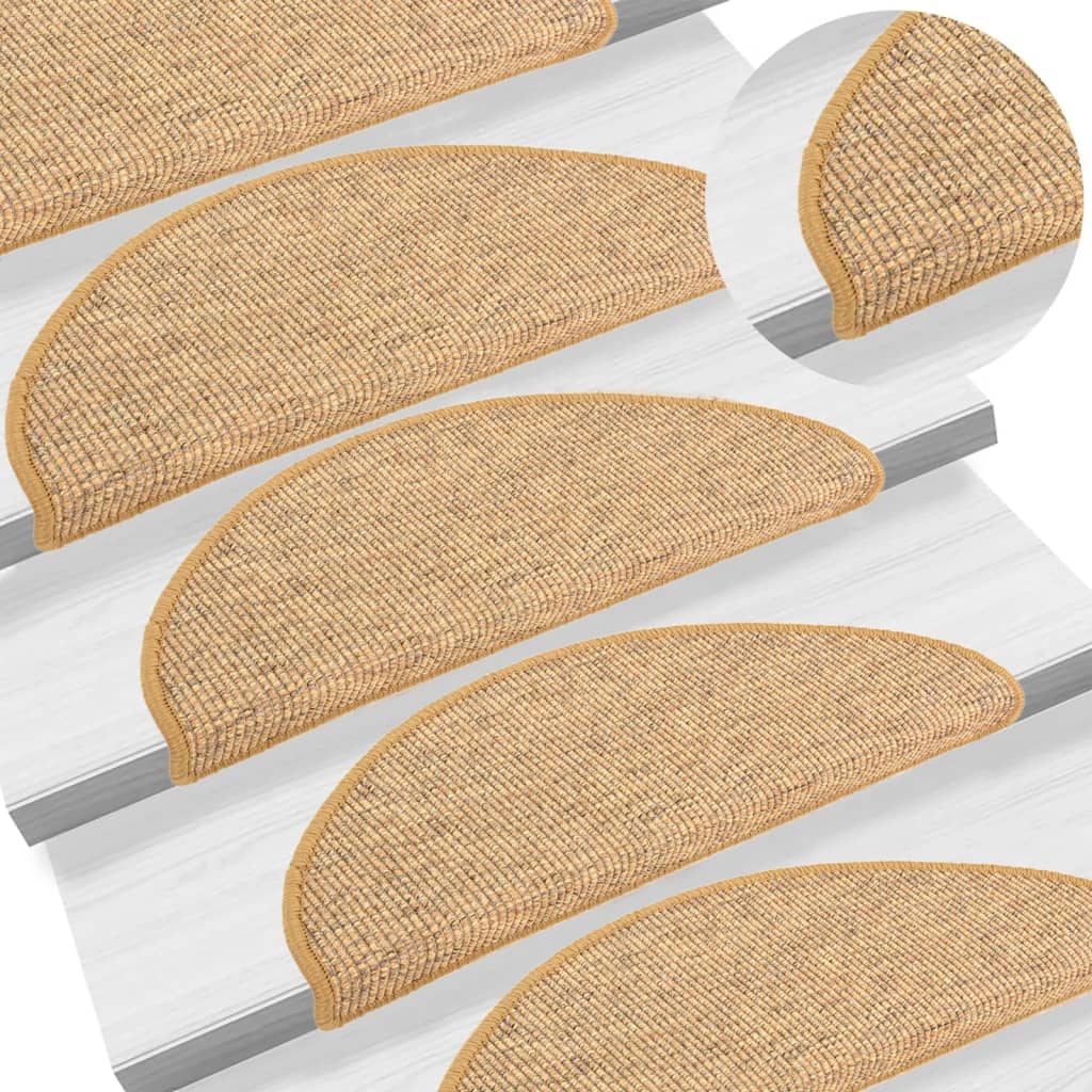vidaXL Schodové rohože 15 ks 65x21x4 cm sisalové polkruhové veľké