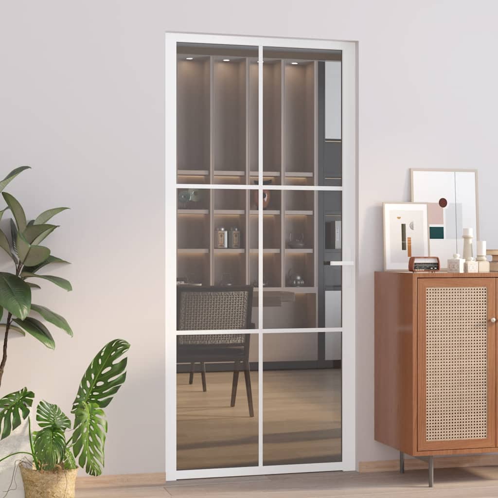 vidaXL Vnútorné dvere 93x201,5 cm biele ESG sklo a hliník
